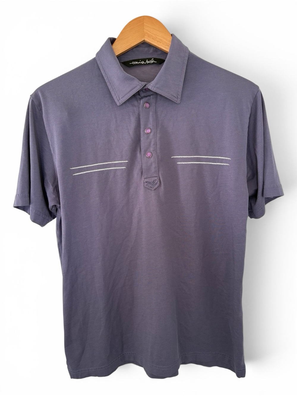 Travis Mathew Purple Polo with White Accent Stitching